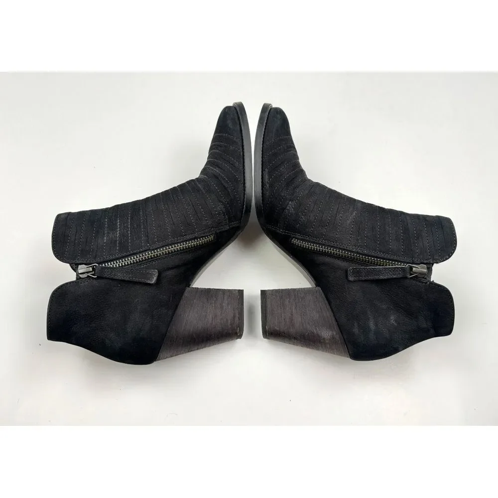 Paul‎ Green Malibu Sliced Zip Bootie Women 5.5 US 8 EUC Block Hill Suede Black